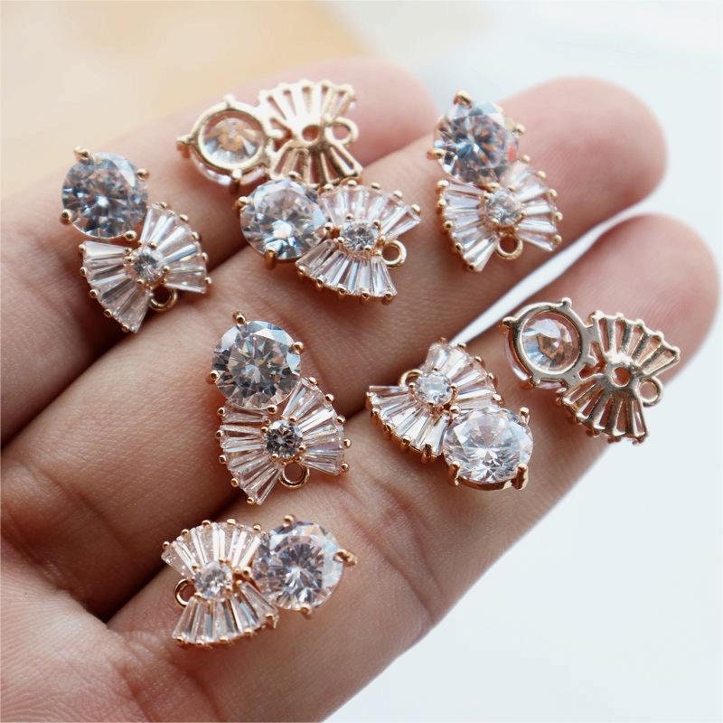 5pcs CZ Pave Butterfly Charm, Cubic Zircon Crystal Pendant, CZ Earring Charms, Gold Plated Brass Earring Charms, Jewelry Findings JY063-F156