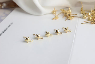 10pcs Gold Star Earring Post With Loop, S925 Silver Ear Pin, Nickel Free Earrings, Ear Stud Loop, Hypoallergenic Earring Findings GZ136