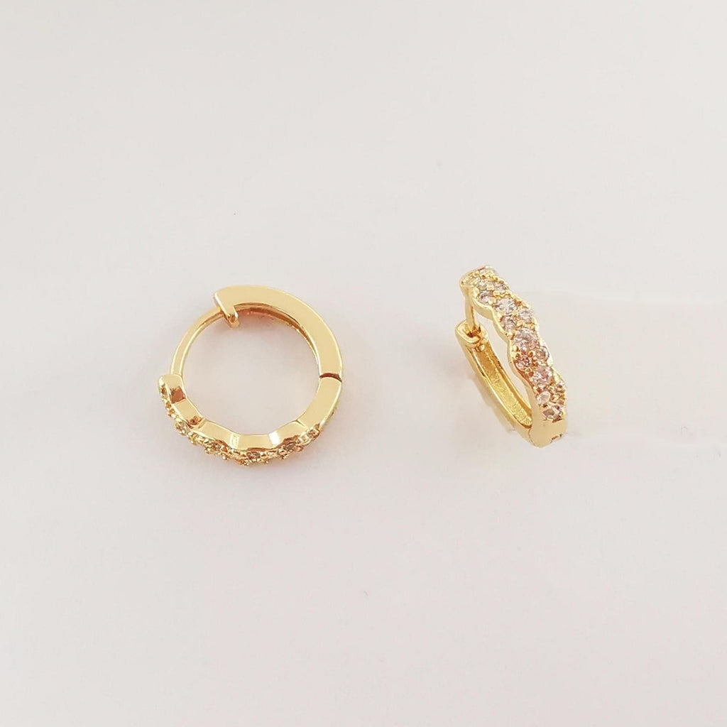Multicolor CZ Pave Ear Hoops, 13.5mm, 5 colours you choose, 18K Gold Plated Leverback Earrings, Huggie Hoops Earring S20268