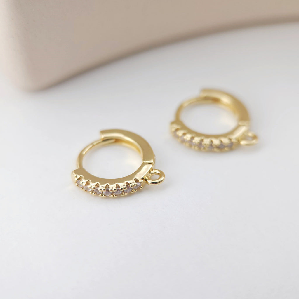 Cubic Zirconia Ear Hoops Multicolor Pave Crystal , 13*12mm, 18K Gold Plated Leverback Earrings, Huggie Hoops Earring D0150