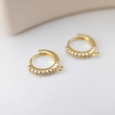 Cubic Zirconia Ear Hoops Multicolor Pave Crystal , 13*12mm, 18K Gold Plated Leverback Earrings, Huggie Hoops Earring D0150