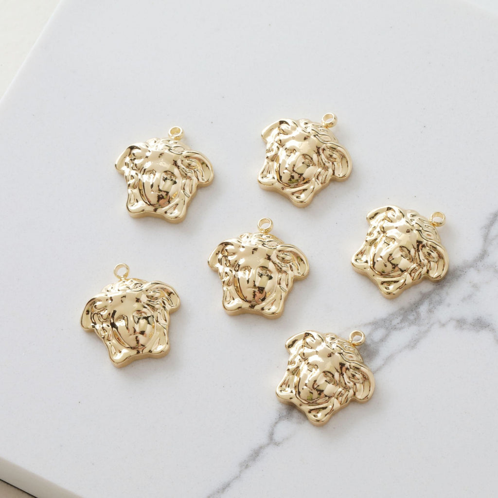 Gold Portrait Pendant, Silver Charm, 18K Gold Plated, Necklace Making Charm, Jewelry Findings JG052