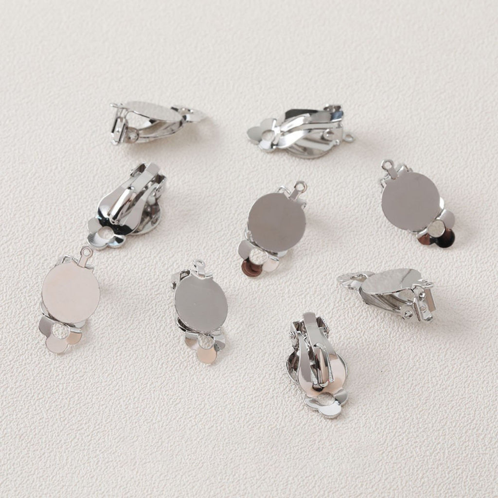 مشبك غير مثقوب على أقراط الأذن، مع وسادة مسطحة ووسادات مطاطية مريحة، 10 مم، 12 مم، مطلي بالذهب/الفضة عيار 18 قيراطًا، أداة العثور على الأقراط بنفسك GZ147