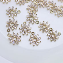 Load image into Gallery viewer, Tiny Turkish Blue Cubic Pave Round Charm with loops, 14K Gold Plated CZ Pave Pendant, Necklace Bracelet Connector Charm NY064-F070