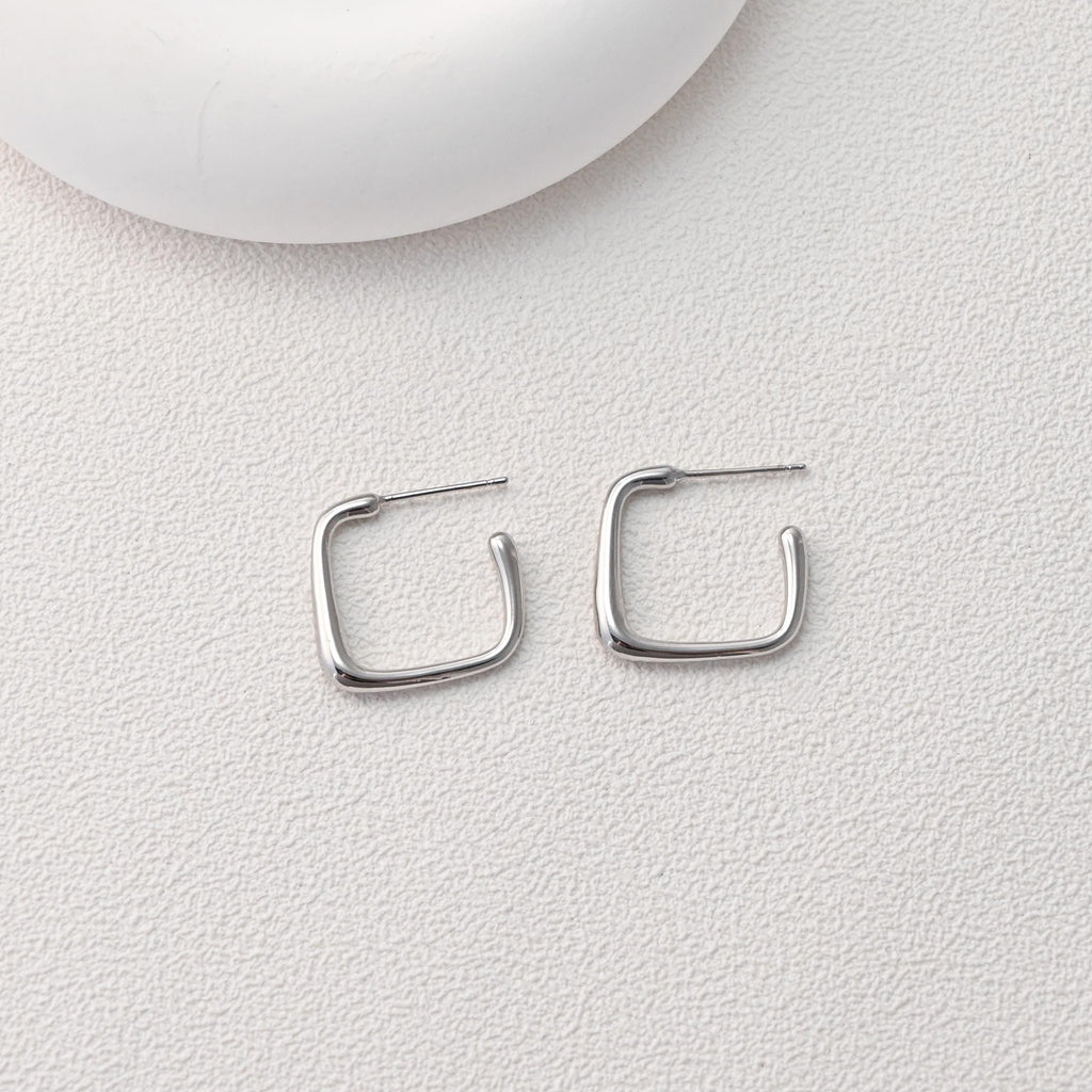 أقراط مربعة، مطلية بالذهب عيار 18 قيراطًا، خالية من النيكل، أقراط مربعة الشكل، نتائج أقراط مضادة للحساسية D0386