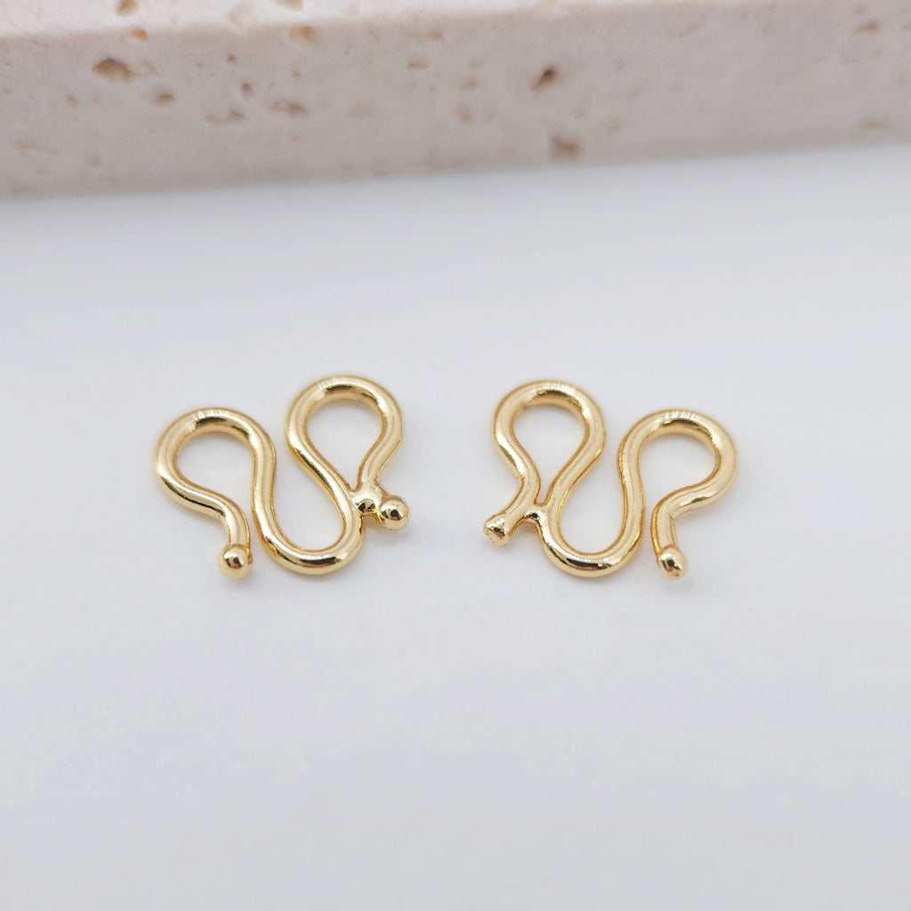 20PCS- M Hook Clasps, S Hook, 18K Gold Plated W Clasp, S Clasps, Necklace Bracelet Making Clasp, Jewelry Findings S20364