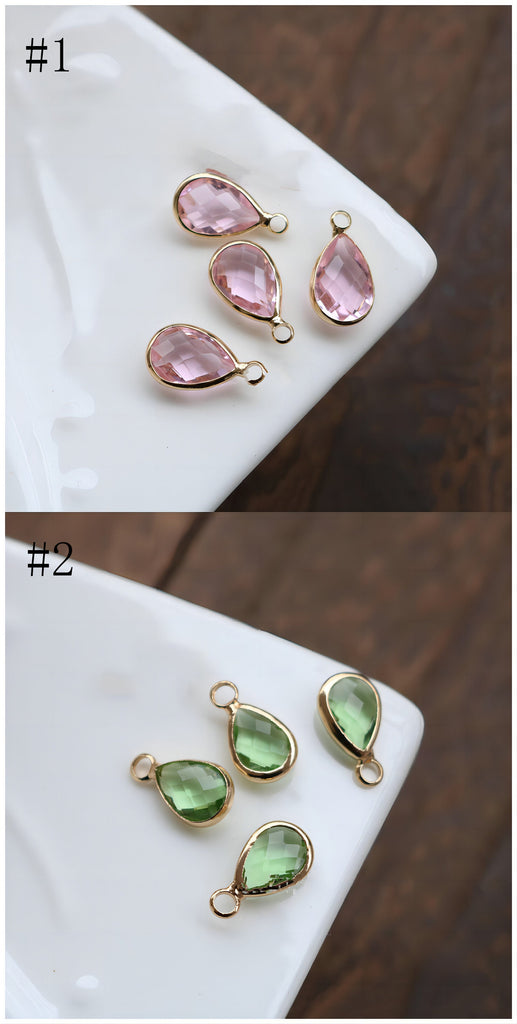 10 قطع - دلايات كريستال صغيرة على شكل دمعة، مطلية بالذهب/الفضة عيار 14 قيراطًا، مقاس 7×10 مم، قطع مجوهرات HL116-F041