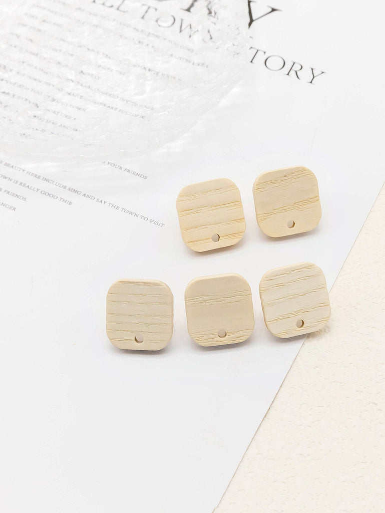 أقراط خشبية مكونة من 4 قطع، أقراط خشبية مربعة للنساء، مصنوعة من خشب الدردار المعاد تدويره، خالية من النيكل، أقراط هندسية مميزة JT904