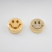 Load image into Gallery viewer, Emoji Beads, Spacer Beads,CZ Pave Emoji Beads, Happy Face, 18K Gold Plated Bracelet Necklace Making Jewelry Finding S1112