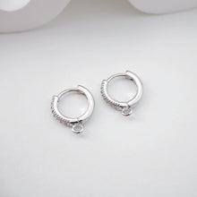 Load image into Gallery viewer, CZ Pave Earring Hoop, Gold Plated Huggie Hoop Earring with Loop, Huggie Hoops DIY Earring  Findings,Handmade Earring Supplies D0110