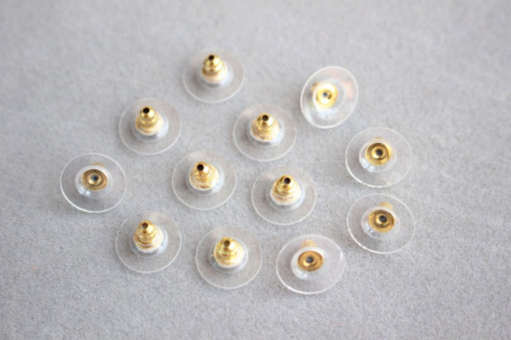 100PCS Ear Flat Backs, Gold Plated Earring Backs, Rubber Earring Stoppers, Wholesale Earring Findings GZ223-ZX7005