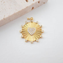 Load image into Gallery viewer, Evil Eye Charm, Coin Pendant, Heart Cross Charm, 18K Gold Plated CZ Pave Eye Pendant, Necklace Making Charm, Jewelry Findings S997
