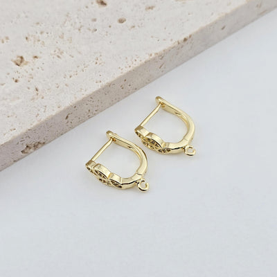 2pcs 18K Gold Plated U Shape Hoop Earring, Huggie Hoops Earring Parts, U shape Hoop earring for Jewelry Making D0251