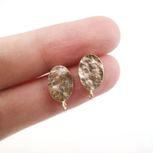 Load image into Gallery viewer, 10pcs Oval Post With Loop,  18K Gold Stud Earring Nickel Free, Hypoallergenic Earring Findings ZX158