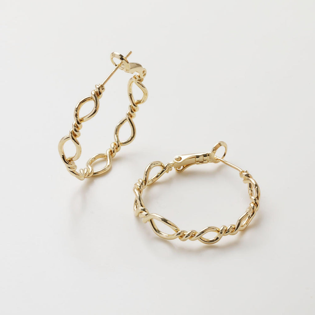 Twisted Hoop Earrings, 14K Gold/Silver Plated Brass, 30mm, Nickel Free Earrings, Shiny Gold Hoop Ear Stud GZ727
