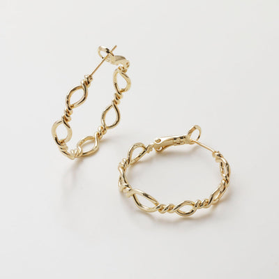 Twisted Hoop Earrings, 14K Gold/Silver Plated Brass, 30mm, Nickel Free Earrings, Shiny Gold Hoop Ear Stud GZ727
