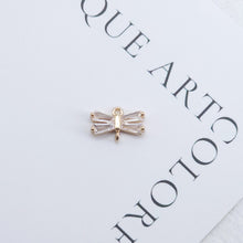 Load image into Gallery viewer, CZ Pave Bow Tie Charm, Cubic Zircon Crystal Bow Tie Pendant, Bracelet Necklace Pendant, Gold Plated Charm, Jewelry Findings ZR013-F168