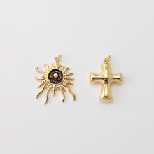 Load image into Gallery viewer, Irregular Sun/Cross Pendant, Evil Eye Charms, 18K Gold Plated Charms, For Bracelet And Necklace Making, Jewelry Findings S1453