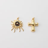Irregular Sun/Cross Pendant, Evil Eye Charms, 18K Gold Plated Charms, For Bracelet And Necklace Making, Jewelry Findings S1453