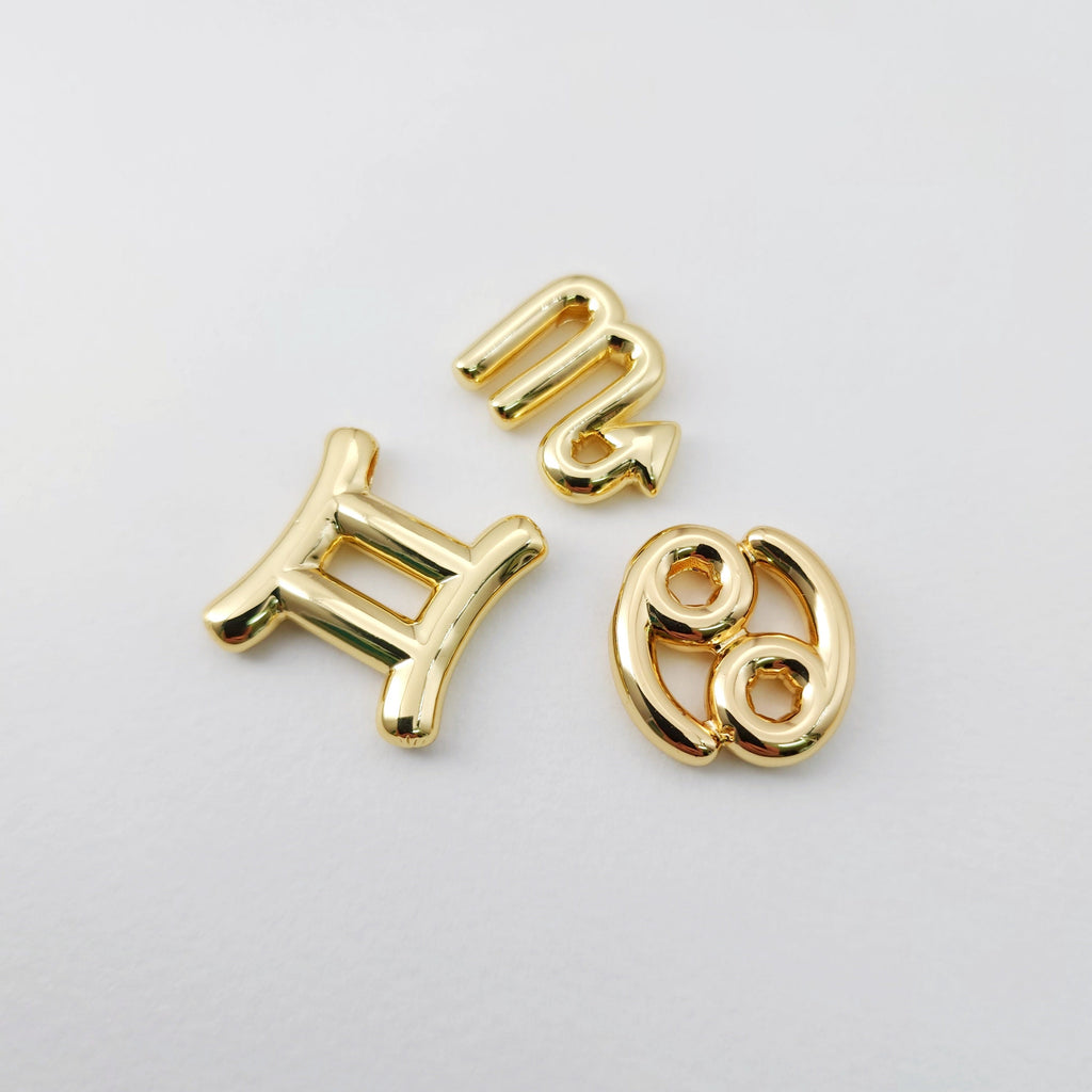 Zodiac Beads, Balloon Constellation Pendant, 18K Gold Plated Zodiac Sign, Necklace Making Charms, Birthday Gift Jewelry Findings S1234