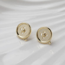 Load image into Gallery viewer, Round Button Post Earring With Loop, S925 Silver Ear Pin Nickel Free, Gold/Silver Ear Stud, Hypoallergenic Earring Findings GT025