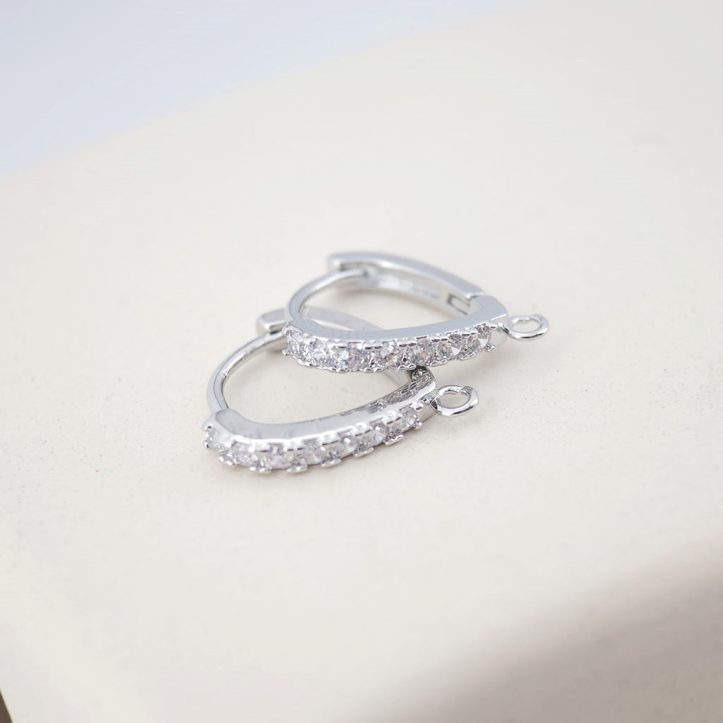 Drop Shape Ear Hoops Pave Crystal, 15.6*13mm, 18K Gold Plated Leverback Earrings, Huggie Hoops Earring D0152