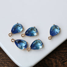 Load image into Gallery viewer, 10pcs- Crystal Tiny Teardrop Charms, 14K Gold/Silver Plated Teardrop Pendant, 10*14mm, Jewelry Findings HL046-F122