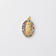 Load image into Gallery viewer, Cubic Saint Maria Charm, Religious Pendant, 18K Gold Plated Micro CZ Pave Our Lady Pendant, Vintage Necklace Making Charm S20827