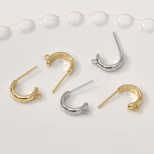 Load image into Gallery viewer, C Shape Earrings Post With Loop, 14K Gold, S925 Silver Ear Pin Nickel Free Earrings, Ear Stud, Hypoallergenic Earring Findings YL006-D0153