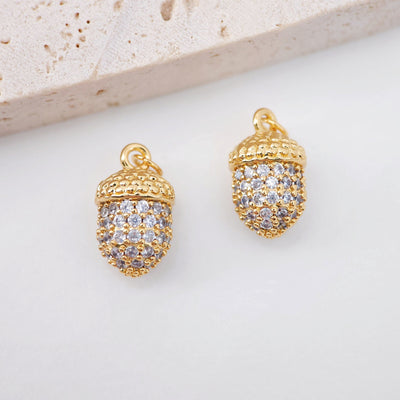 3D Pinecone Pendant, Ice Cream Pendant, 18K Gold Plated Charm, CZ Pave, Necklace Making Charms, Jewelry Findings S947