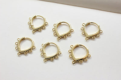 10PCS 18K Gold Plated Leverback Earring Parts with loops, Huggie Hoops Earring Parts, Ear Hoops, earring findings for Jewelry Making BB065