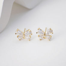 Load image into Gallery viewer, Butterfly Pave Crystal Earring Post, Gold Plated, S925 Silver Pin Nickel Free Earrings, Hypoallergenic Earring D0222