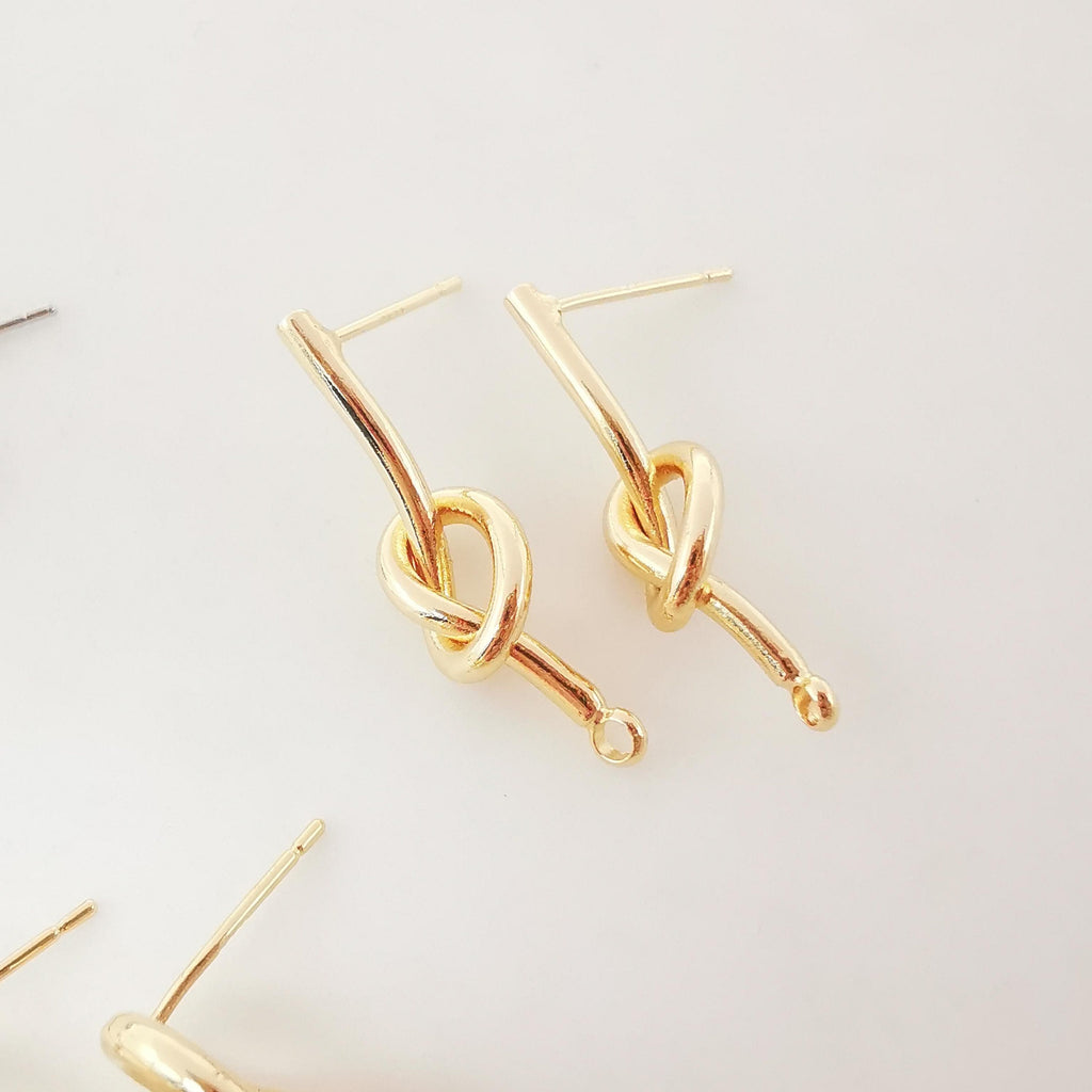 10pcs Gold Knot Earring Post With Loop, S925 Silver Ear Pin Nickel Free Earrings, Ear Stud Loop, Hypoallergenic Earring Findings ZX071