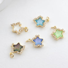 Load image into Gallery viewer, Crystal Tiny Star Charms, Cubic Zirconia Pave, 18K Gold/Silver Plated Star Pendant, Jewelry Findings S1294