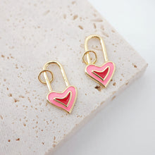 Load image into Gallery viewer, Dainty Enamel Love Lock Charm, 18K Gold Plated Necklace Making Pendant, Love Lock Pendant, 18x10m, Jewelry Findings S1031