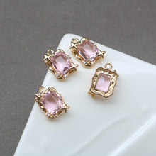 Load image into Gallery viewer, 10pcs Rectangular Connector, Cubic Zircon Crystal Pendant, Bracelet Necklace Pendant, 14K Real Gold Plated, Jewelry Findings HL067-F133