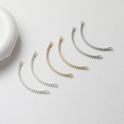 Twist Curved Connector with loops, 14K Gold/Silver Plated Bracelet Making Findings, Bracelet Jewelry Findings GE107