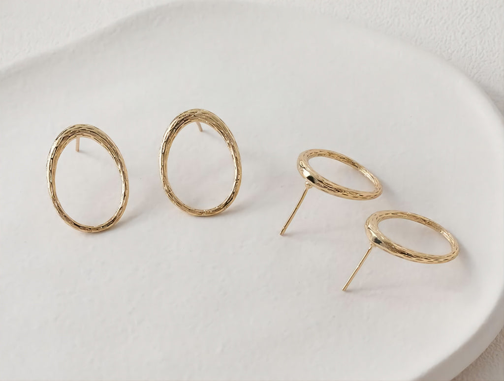 Oval shape Ear Post, S925 Silver Ear Pin Nickel Free, Gold/Silver Ear Stud, 17x23mm, Hypoallergenic Earring Findings G0020