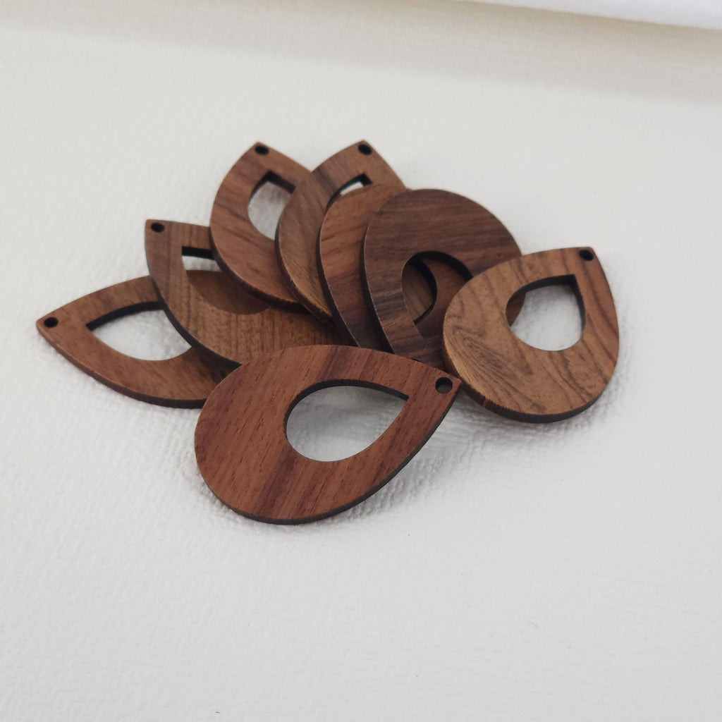 Teardrop Wood Charms, Drop Wooden Pendant, Reclaimed Walnut Wood, Geometric Statement Wood Earrings Diy Ideas JT958