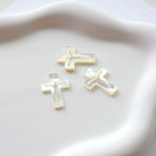 Load image into Gallery viewer, Cross White Mother-of-Pearl, MOP Shell Pendant, Cutout White Nacre, Shell Charm, Mother of Pearl Jewelry Making Findings RY002