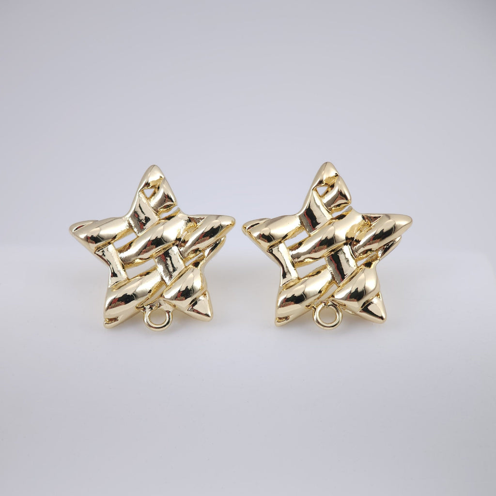 Star Shape Post Earrings, Gold Earring Post with Loop, Hypoallergenic, Earring Findings, Handmade Earring Supplies D0047