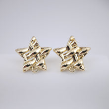 Load image into Gallery viewer, Star Shape Post Earrings, Gold Earring Post with Loop, Hypoallergenic, Earring Findings, Handmade Earring Supplies D0047