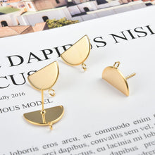 Load image into Gallery viewer, 10pcs Gold Semicircle Earring Post With Loop, S925 Silver Needle Nickel Free Earrings, Ear Stud Loop, Hypoallergenic Earring Findings Z068
