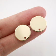 Load image into Gallery viewer, 10pcs 18K Gold Round Post With Loop, Round Stud Earring Nickel Free, 10mm, 12mm, 15mm, Hypoallergenic Earring Findings QR024-ZX7043