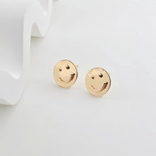 Load image into Gallery viewer, Emoji Round Earring Post, Smile Face Post Earring, S925 Silver Pin, 12.3mm, Nickel Free Earrings, Irregular Shape Ear Stud with Loop ZX275