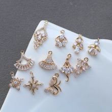 Load image into Gallery viewer, CZ Pave Cone Shape Charm, Cubic Zircon Crystal Cone Connector, CZ Earring Charms, Gold Plated Earring Charms, Jewelry Finding HL004-F196