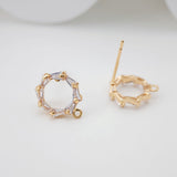 4PCS Circle Ear Post with Loops, S925 Silver Ear Pin Nickel Free, Micro CZ Pave, 10mm, 18K Gold Plated Circle Stud Earring Finding ZX038