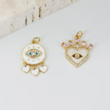 Heart Shape Evil Eye Charm, 18K Gold Plated Enamel Eye Pendant, 21x19mm, Necklace Making Charm, Jewelry Findings S20808