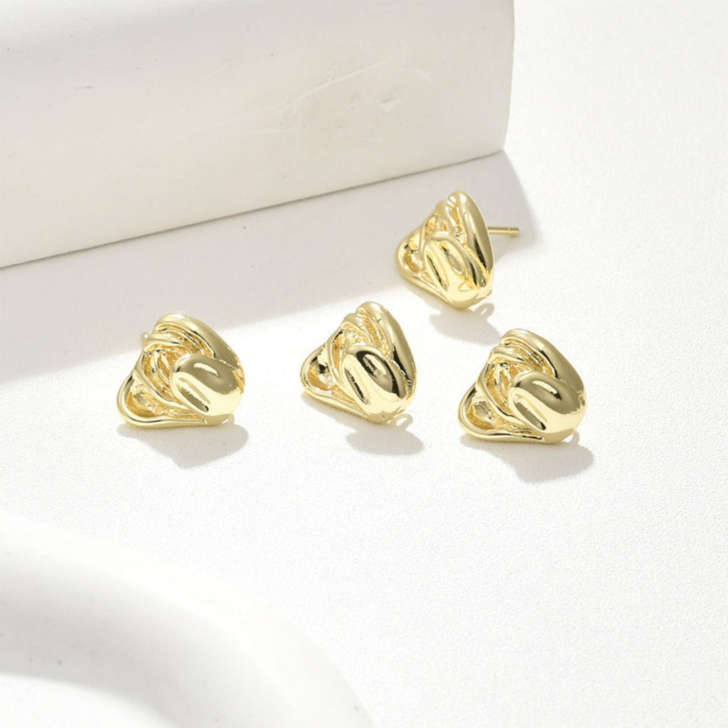 Poste para pendientes con forma de flor de tulipán, pendiente de botón de latón chapado en oro auténtico de 14 quilates con aro, sin níquel, fornitura para pendientes LL173-D