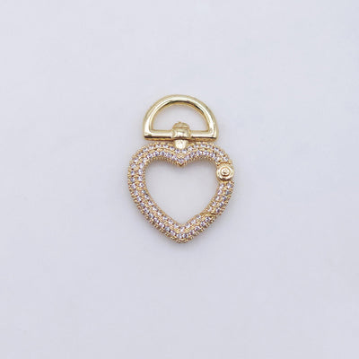 مشبك جراد البحر دوار على شكل قلب، مطلي بالذهب اللامع عيار 18 قيراطًا، مقاس 29×20 مم، لوازم صناعة القلائد والأساور، قطع مجوهرات S20600